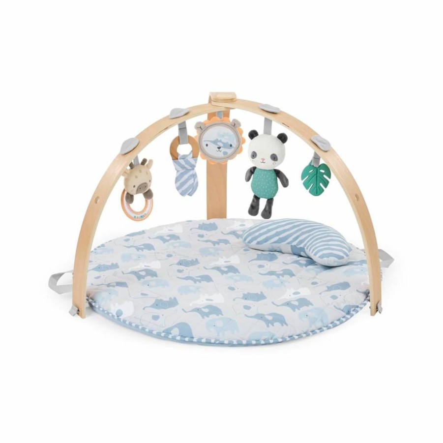 Ingenuity Cozy Spot Reversible Baby Play Mat with Wooden Toy Bar - Loamy, Duvet Activity Gym for Newborns & Infants