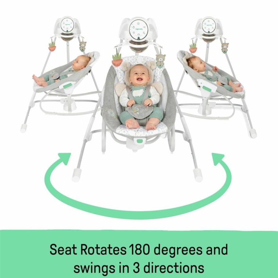 Ingenuity Inlighten Soothing Baby Swing with Vibrations, Lights & Music - Portable Infant Rocker Seat - Nate