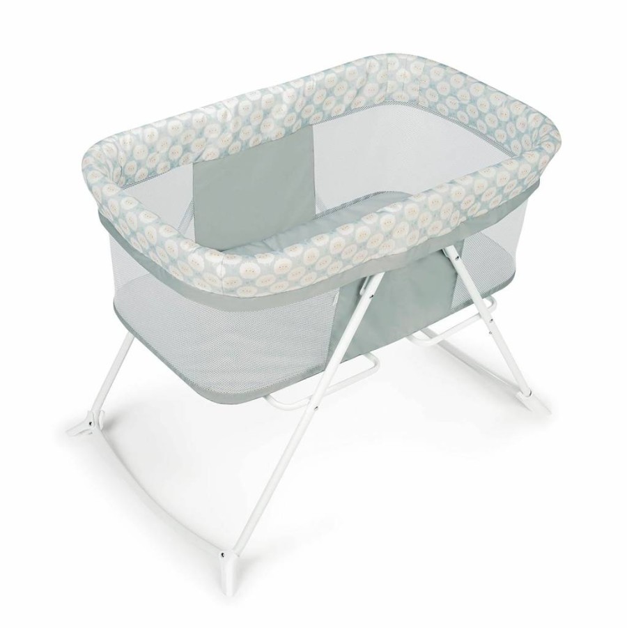 Ingenuity Sheppy Portable Folding Bassinet - Rocking Baby Bed for Newborns & Infants 0+ Months - Compact Travel Crib with Storage