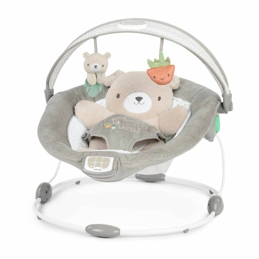 Ingenuity InLighten Baby Bouncer with Light-Up Toy Bar, Bunny Tummy Time Pillow & Adjustable Seat for Newborns & Infants - Kitt Design