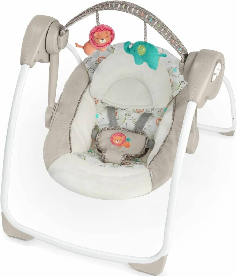 Ingenuity Cozy Kingdom Portable Baby Swing - 6-Speed, Plush Seat, Built-In Music, Easy Fold, for Infants 0-9 Months & 6-20 lbs