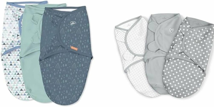 SwaddleMe Original Swaddle - 3-Pack (Large 3-6 Months Mountaineer & Small/Medium 0-3 Months Criss Cross Polka Dot) by Ingenuity