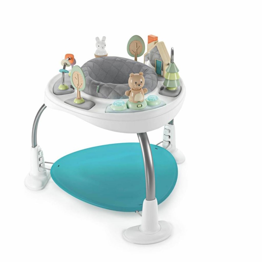 Ingenuity First Forest 2-in-1 Baby Activity Center & Jumper with Toys for Infants 6+ Months – Convertible Play Table and Bouncer
