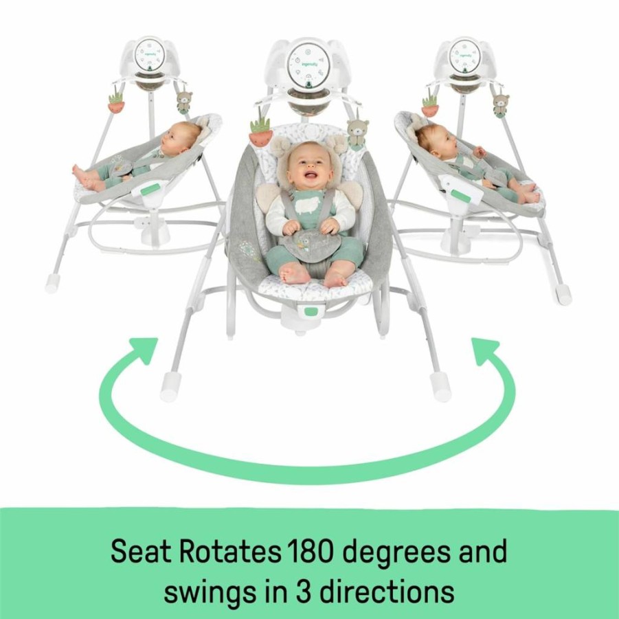 Ingenuity Inlighten 2-in-1 Baby Swing and Rocker with Vibrations, Swivel Seat, Sounds & Lights - Portable Foldable Design for Infants 0-9 Months Up to 20 lbs (Spruce Green)