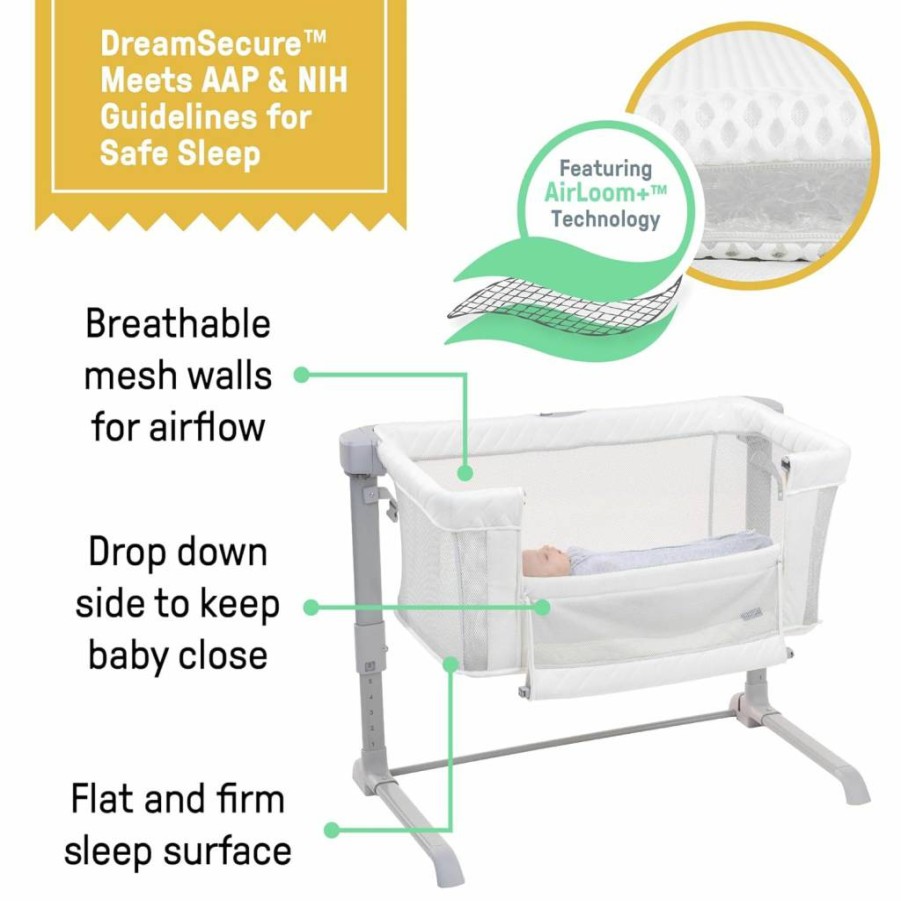 Ingenuity Dream Hero Lume 3-in-1 Convertible Bassinet & Crib for Newborn to 12 Months - Grey Unisex Baby Bed