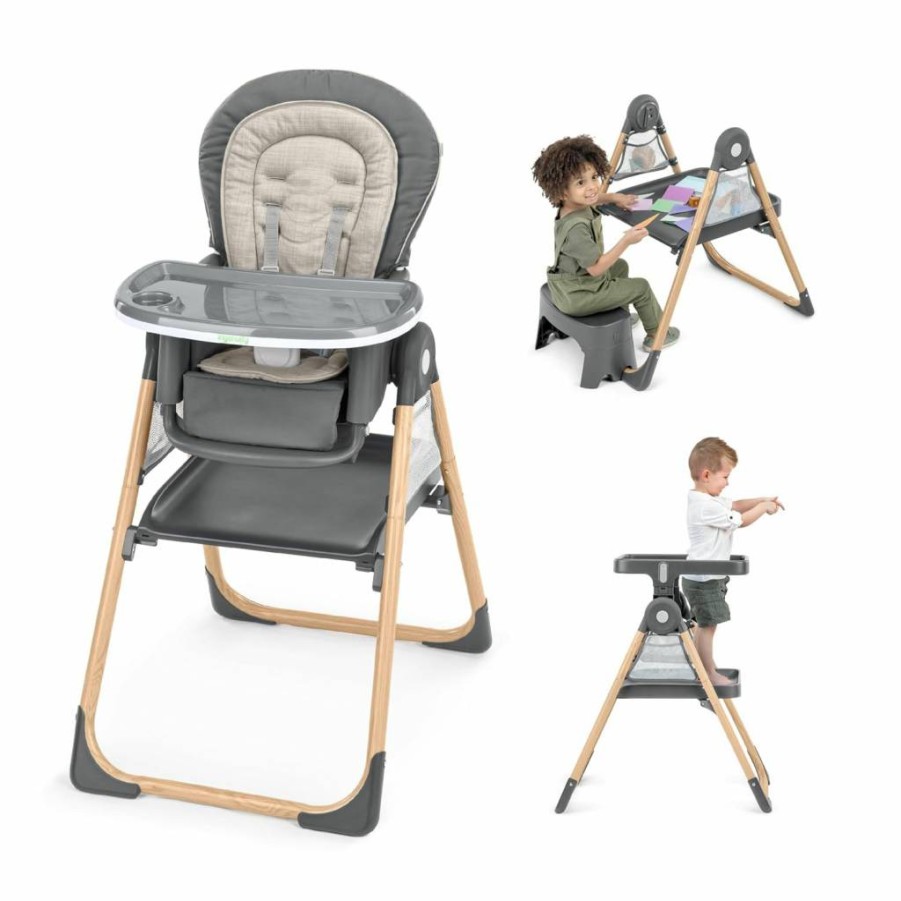 Ingenuity Baby High Chair & Toddler Tower - Adjustable, Foldable with 9 Modes, Footrest & Posture Support for Ages 0-5 Years - Wesley