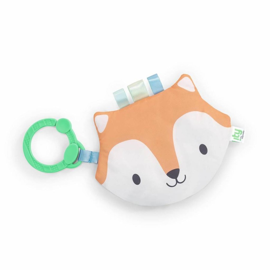 Ingenuity Fox Crinkle Toy for Babies - Satin Ribbon Tags, C-Link Attachment, Unisex Sensory Play (Kitt Design)