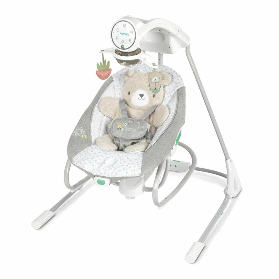 Ingenuity Inlighten 2-in-1 Baby Swing and Rocker with Vibrating Seat, Soothing Sounds & Lights - Portable Infant Sleeper - Remy Design