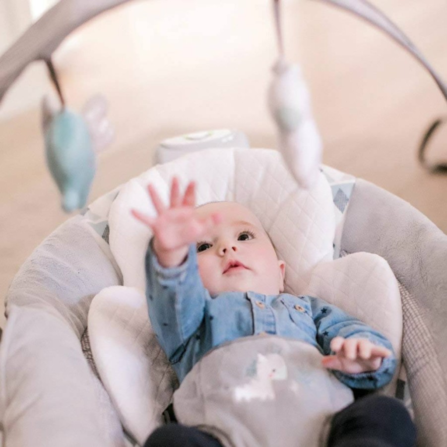 Ingenuity SmartBounce Automatic Baby Bouncer with Soothing Music, Nature Sounds, Removable Toy Bar & 2 Plush Toys – Chadwick Model for Infant Comfort