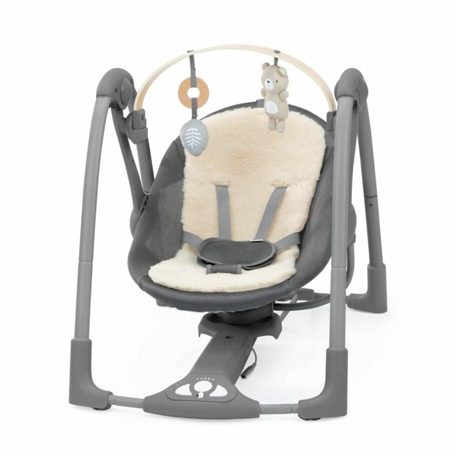 Ingenuity Convertme 2-in-1 Portable Baby Swing & Infant Seat with Automatic Swinging, Soothing Vibrations, Nature Sounds – for Infants 0-9 Months, 6-20 lbs (Raylan Design)